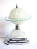 Art Deco Lamps, 1930s Heavy Glass Saturn Table Lamp - Yesteryear Essentials
 - 3