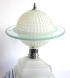 Art Deco Lamps, 1930s Heavy Glass Saturn Table Lamp - Yesteryear Essentials
 - 9