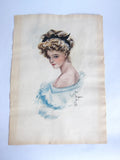 Vintage Harrison Fisher Girl Signed Painting - Yesteryear Essentials
 - 2