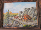 Oil Painting, Western Art, Jim Rozzi Wells Fargo Stagecoach "Low Gear Road" - Yesteryear Essentials
 - 8