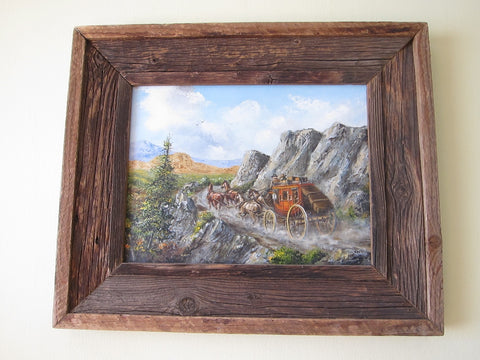 Oil Painting, Western Art, Jim Rozzi Wells Fargo Stagecoach "Low Gear Road" - Yesteryear Essentials
 - 1