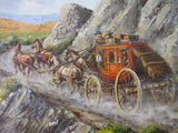 Oil Painting, Western Art, Jim Rozzi Wells Fargo Stagecoach "Low Gear Road" - Yesteryear Essentials
 - 2