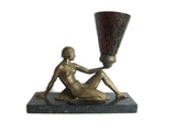 Art Deco Bronzed Spelter Reclining Semi Nude Female Figural Lamp - Yesteryear Essentials
 - 1