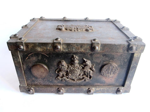 Victorian French Cast Iron Bound Strong Box by Bauche Brevete - Yesteryear Essentials
 - 1