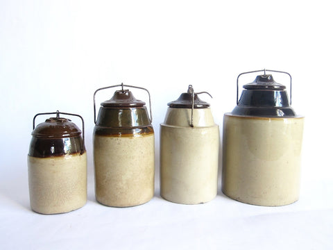 Set of 4 Antique Earthenware Storage Jars by The Weir Company - Yesteryear Essentials
 - 1