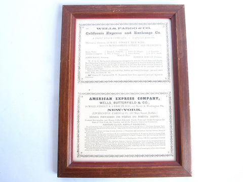 1852 Wells Fargo Framed Original Advertisement - Yesteryear Essentials
 - 1