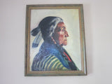 Western Art  Native American Warrior Oil Painting - Yesteryear Essentials
 - 1