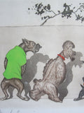 1930's signed Boris O Klein Canine Hand Colored Print - "Eternels Ennemis" - Yesteryear Essentials
 - 11