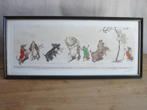 1930's signed Boris O Klein Canine Hand Colored Print - 'Le Malentendu' - Yesteryear Essentials
 - 1