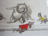1930's signed Boris O Klein Canine Hand Colored Print - 'A La Queue' - Yesteryear Essentials
 - 8