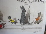 1930's signed Boris O Klein Canine Hand Colored Print - 'A La Queue' - Yesteryear Essentials
 - 3
