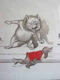 1930's signed Boris O Klein Canine Hand Colored Print - 'A La Queue' - Yesteryear Essentials
 - 7