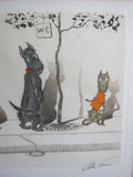 1930's signed Boris O Klein Canine Hand Colored Print - 'A La Queue' - Yesteryear Essentials
 - 12