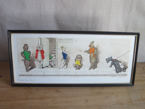 1930's signed Boris O Klein Canine Hand Colored Print - 'Tu Viens Beau Blond' - Yesteryear Essentials
 - 1