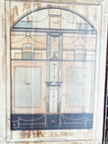 Large 18th C Gothic Antique Architectural Drawing of Pompei House Interior - Yesteryear Essentials
 - 3