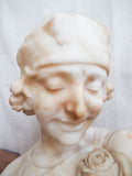 1920s Art Deco Alabaster Marble Sculpture Female Bust Flapper Style - Yesteryear Essentials
 - 7