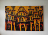 Vintage Signed Oil on Canvas Cuban Cityscape - 48" by 31" - Yesteryear Essentials
 - 8