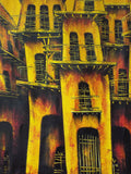 Vintage Signed Oil on Canvas Cuban Cityscape - 48" by 31" - Yesteryear Essentials
 - 3