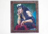 Large Vintage Oil On Canvas Portrait Painting of Lady in a Boa 1930's - Yesteryear Essentials
 - 6