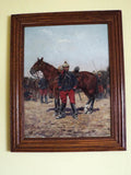 Antique Signed Oil On Canvas Military Oil Painting of Soldier