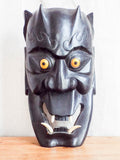 Vintage Wooden Carved Japanese Noh Devil Mask, Wall Hanging - Yesteryear Essentials
 - 2