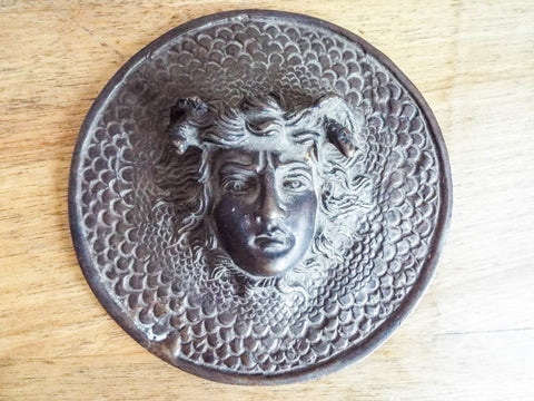 Antique Bronze Medusa Plaque French Medal Medallion - Yesteryear Essentials
 - 1