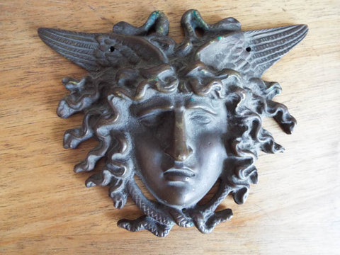 Vintage Bronze winged Medusa Plaque Medal Medallion - Yesteryear Essentials
 - 1