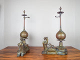 Antique Art Deco French Brass Chants Panther Cat Andirons - Yesteryear Essentials
 - 6