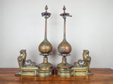 Antique Art Deco French Brass Chants Panther Cat Andirons - Yesteryear Essentials
 - 4