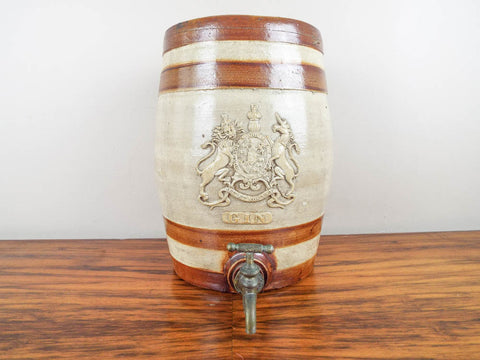 Antique Doulton Crock Gin Keg ~ Royal Coat of Arms - Yesteryear Essentials
 - 1