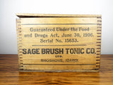 Antique c 1907 Sage Brush Hair Tonic Wood Box & 12 Amethyst Bottles - Yesteryear Essentials
 - 12