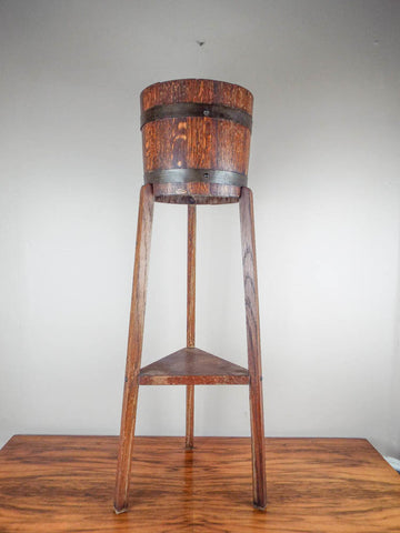 antique plant pot holders Antique English Oak Jardiniere Plant Pot Holder Tripod Base by R A Lister & Co