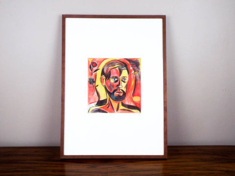 Vintage Etching Lithograph Self Portrait Print by J Knudsen (1973) - Yesteryear Essentials
 - 1