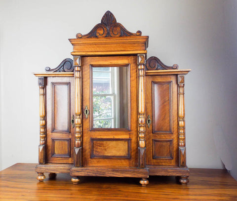 Antique Victorian Large Wooden Wall Display Cabinet Wood - Yesteryear Essentials
 - 1