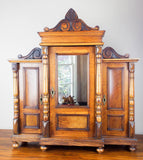 Antique Victorian Large Wooden Wall Display Cabinet Wood - Yesteryear Essentials
 - 9
