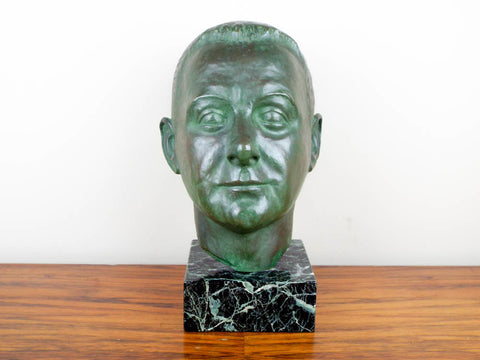 Signed Bronze Male Bust Sculpture by Nadia Scarpitta - Yesteryear Essentials
 - 1