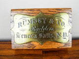 Antique American Brass Corporate Sign for Rumsey & Co Seneca, NY