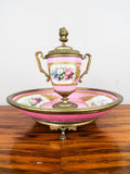 Antique French Pink Porcelain and Ormolu Decorative Desk Inkwell ~ Sevres Style - Yesteryear Essentials
 - 6