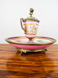Antique French Pink Porcelain and Ormolu Decorative Desk Inkwell ~ Sevres Style - Yesteryear Essentials
 - 9