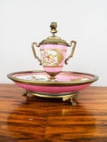Antique French Pink Porcelain and Ormolu Decorative Desk Inkwell ~ Sevres Style - Yesteryear Essentials
 - 2