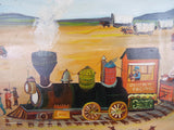 Signed Folk Art Oil Painting by Diana ~ Train & Hot Air Balloon - Yesteryear Essentials
 - 7