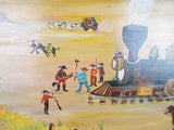Signed Folk Art Oil Painting by Diana ~ Train & Hot Air Balloon - Yesteryear Essentials
 - 10