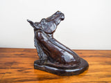Vintage Bronze Horse Head Sculpture Recast After Charles Marion Russell
