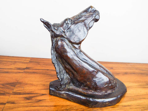 Vintage Bronze Horse Head Sculpture Recast After Charles Marion Russell - Yesteryear Essentials
 - 1