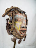 Vintage Bamileke Cameroon African Wood Beaded Mask
