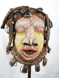 Vintage Bamileke Cameroon African Wood Beaded Mask