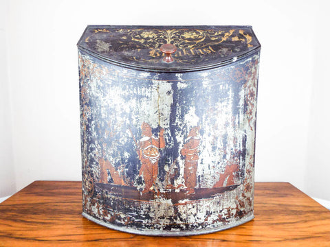 Antique Huge Lithograph English Breakfast Tea Tin Canister Bin Henry Troemner