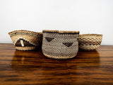 Set of 3 Soft Twined Klamath Modoc Small Baskets w Quill Decoration - Yesteryear Essentials
 - 1