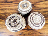 Set of 3 Soft Twined Klamath Modoc Small Baskets w Quill Decoration - Yesteryear Essentials
 - 3