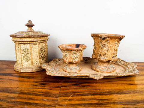 Antique 19th Century European S & B Sarreguemines Style Pottery Boudoir Set - Yesteryear Essentials
 - 1